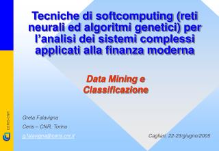 Data Mining e Classificazione