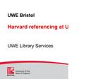 UWE Bristol Harvard referencing at UWE