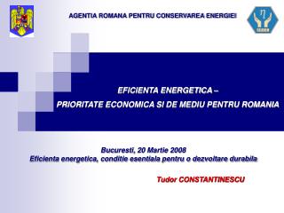 EFICIENTA ENERGETICA – PRIORITATE ECONOMICA SI DE MEDIU PENTRU ROMANIA