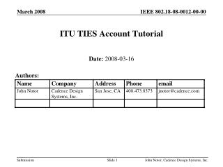 ITU TIES Account Tutorial