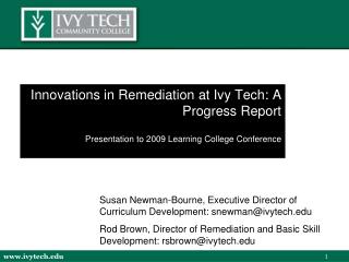 Innovations in Remediation at Ivy Tech: A Progress Report