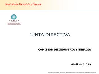 COMISIÓN DE INDUSTRIA Y ENERGÍA Abril de 2.009