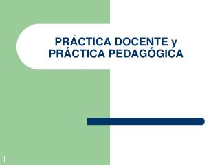 PRÁCTICA DOCENTE y PRÁCTICA PEDAGÓGICA