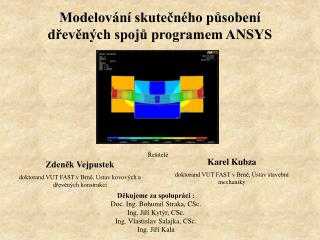 Modelování skutečného působení dřevěných spojů programem ANSYS