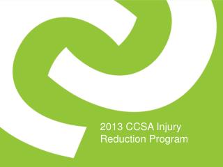 2013 CCSA Injury Reduction Program