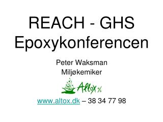 REACH - GHS Epoxykonferencen