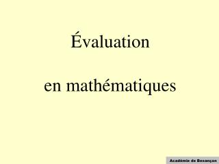 Évaluation en mathématiques