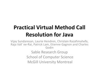 Practical Virtual Method Call Resolution for Java