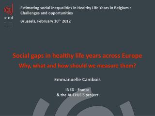 Social gaps in healthy life years across Europe Why, what and how should we measure them?