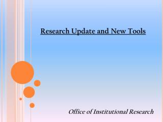 Research Update and New Tools