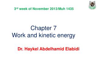 Chapter 7 Work and kinetic energy