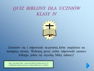 QUIZ BIBLIJNY DLA UCZNIÓW KLASY IV