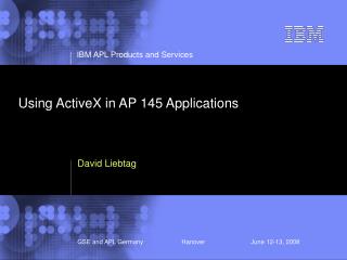 Using ActiveX in AP 145 Applications