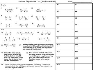 Rational Expressions Test (Study Guide #2)