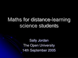 Maths for distance-learning science students