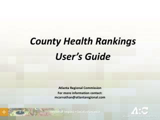 County Health Rankings User’s Guide