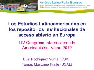 Los Estudios Latinoamericanos en los repositorios institucionales de acceso abierto en Europa