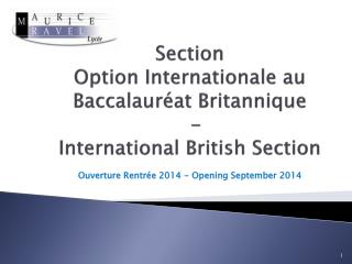Section Option Internationale au Baccalauréat Britannique - International British Section