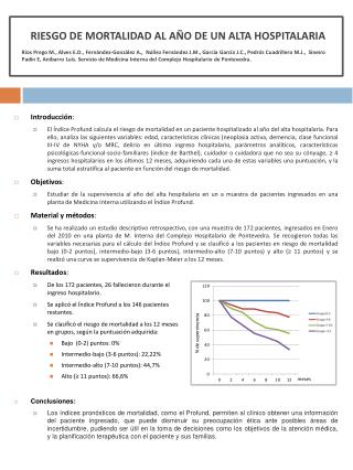 RIESGO DE MORTALIDAD AL AÑO DE UN ALTA HOSPITALARIA