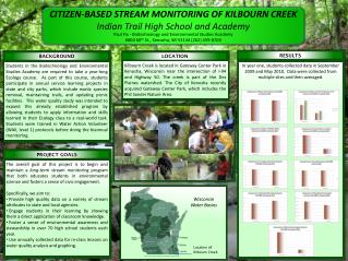 CITIZEN-BASED STREAM MONITORING OF KILBOURN CREEK Indian Trail High School and Academy