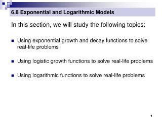 6.8 Exponential and Logarithmic Models