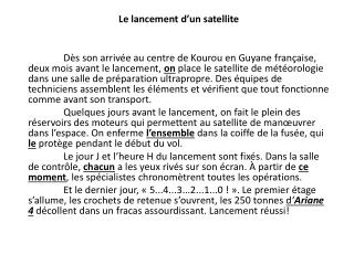 Le lancement d’un satellite