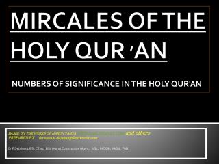 MIRCALES OF THE HOLY QUR ’ AN