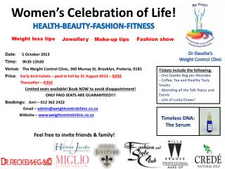 Women’s Celebration of Life! HEALTH-BEAUTY-FASHION-FITNESS