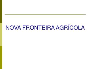 NOVA FRONTEIRA AGRÍCOLA