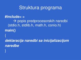 Struktura programa