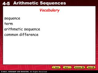 sequence term arithmetic sequence common difference