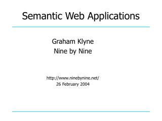 Semantic Web Applications