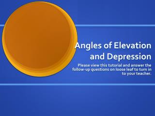 Angles of Elevation and Depression