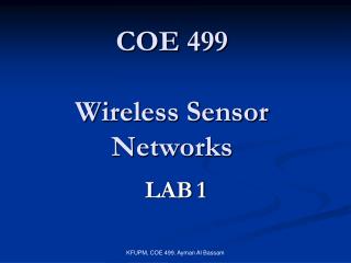 COE 499 Wireless Sensor Networks