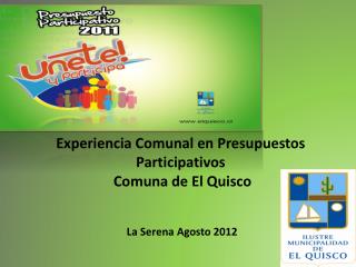 Experiencia Comunal en Presupuestos Participativos Comuna de El Quisco