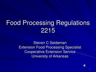 Food Processing Regulations 2215