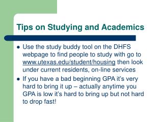 Tips on Studying and Academics