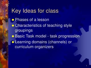 Key Ideas for class