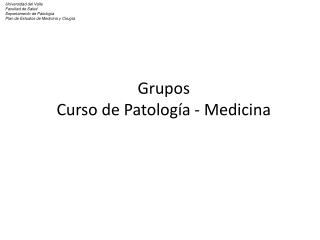 Grupos Curso de Patología - Medicina