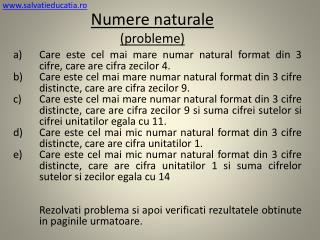 Numere naturale ( probleme )