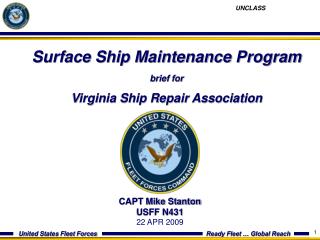 Surface Ship Maintenance Program brief for Virginia Ship Repair Association