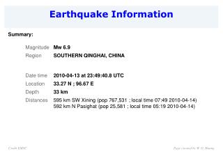 Earthquake Information