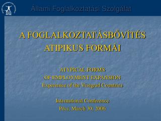 A FOGLALKOZTATÁSBŐVÍTÉS ATIPIKUS FORMÁI ATYPICAL FORMS OF EMPLOYMENT EXPANSION
