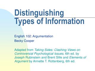 Distinguishing Types of Information