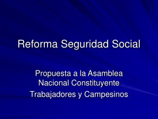Reforma Seguridad Social
