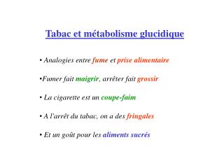 Tabac et métabolisme glucidique