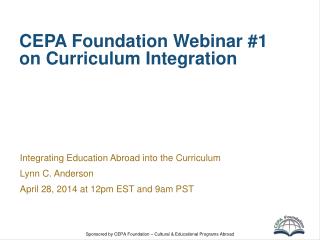 CEPA Foundation Webinar #1 on Curriculum Integration