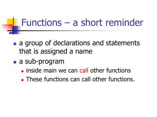 Functions – a short reminder