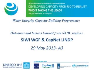 Water Integrity Capacity Building Programme : Outcomes and lessons learned from SADC regions