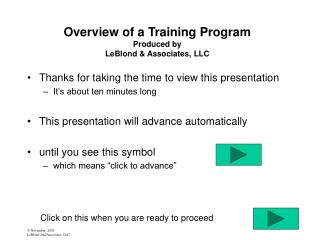 Overview of a Training Program Produced by LeBlond &amp; Associates, LLC